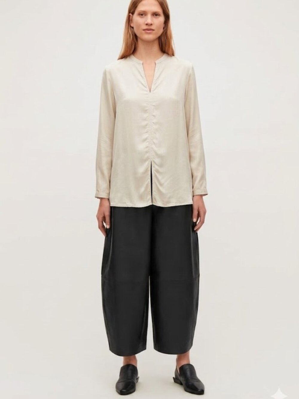 COS Smooth Tunic Top Modal Cupro Minimalist Ivory size 36 US 4 Relaxed Lagenlook